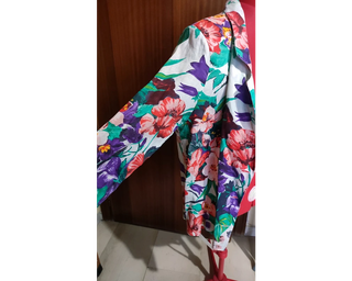 Blazer vintage giacca lino floreale, Taglia IT46
