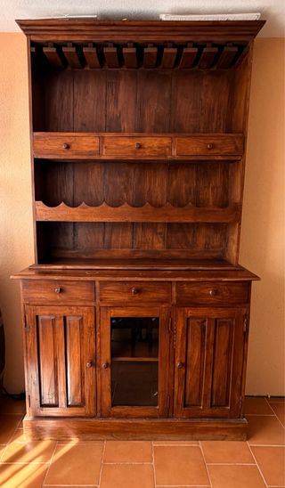 Mueble bar madera maciza rústico de 2 piezas