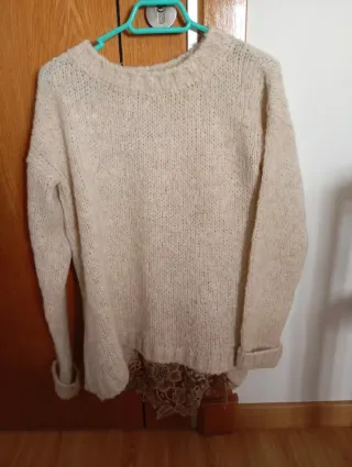 Jersey lana mujer beige talla única
