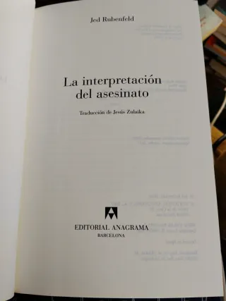 JED RUBENFELD, La interpretación del asesinato