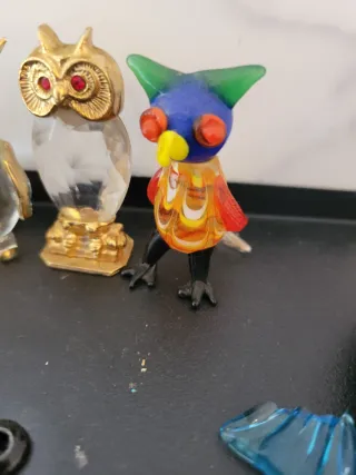 Figuras de cristal de búhos y pez