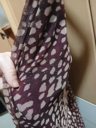 Falda larga granate con estampado de lunares