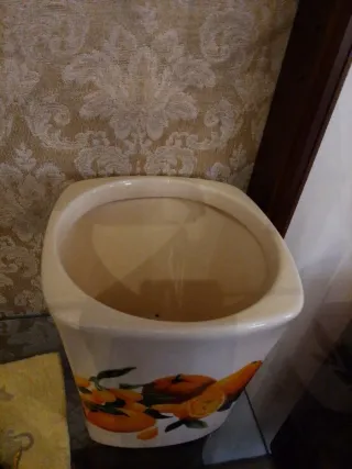 Biscottiera vintage ceramica arancione