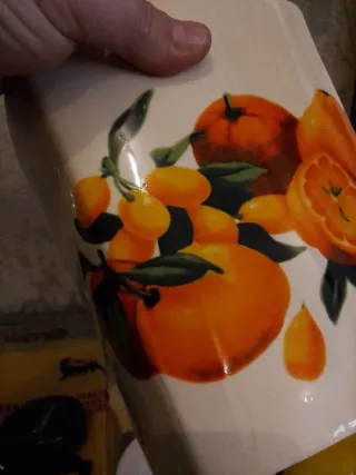 Biscottiera vintage ceramica arancione