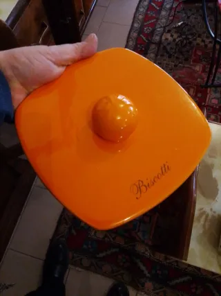 Biscottiera vintage ceramica arancione