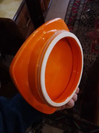 Biscottiera vintage ceramica arancione