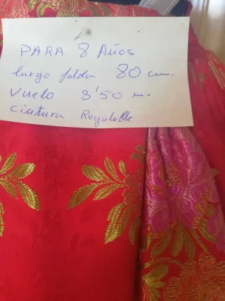 Traje de Fallera Niña 8 Años, sin manteletas. Rojo