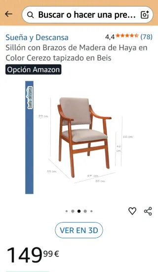 Silla de comedor con brazos.