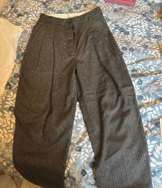 Pantaloni vintage grigi a righe