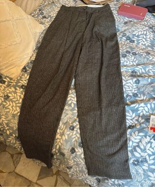 Pantaloni vintage grigi a righe