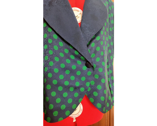 Completo blusa e gonna polka seta vintage, Tg 47