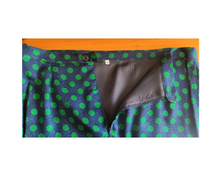 Completo blusa e gonna polka seta vintage, Tg 47