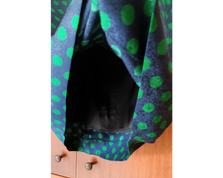 Completo blusa e gonna polka seta vintage, Tg 47