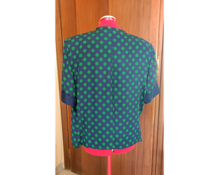 Completo blusa e gonna polka seta vintage, Tg 47