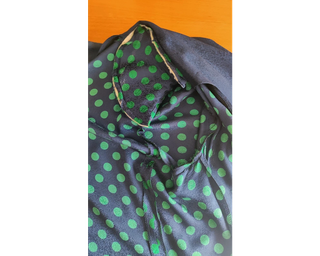 Completo blusa e gonna polka seta vintage, Tg 47