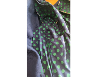 Completo blusa e gonna polka seta vintage, Tg 47