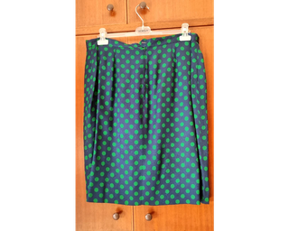 Completo blusa e gonna polka seta vintage, Tg 47