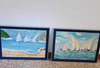 2 Óleos Marinas Enmarcados