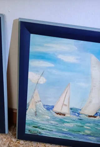 2 Óleos Marinas Enmarcados