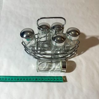 Especiero vintage de mesa con soporte (5 piezas)