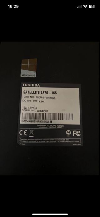 Portátil Toshiba Negro/Gris