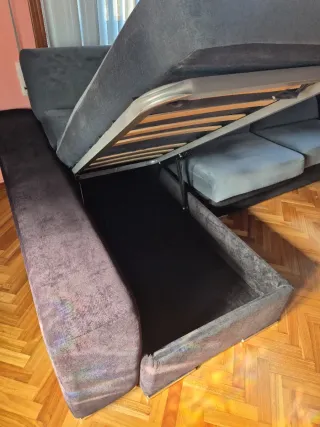 Chaiselongue tela negro y azul