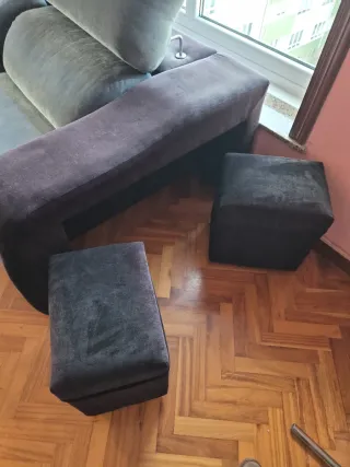 Chaiselongue tela negro y azul