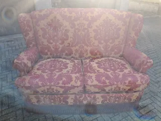 Divano vintage tessuto oro e rosa