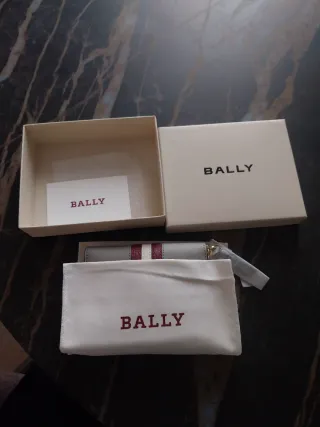 Portafoglio Bally donna grigio con strisce rosse