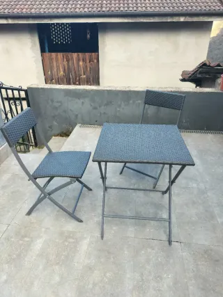 Mesa y 2 Sillas Jardín/Terraza Plegables