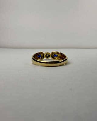 Anillo Oro 18k Diamantes y Zafiro