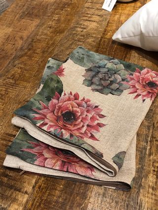 2 Fundas Cojín Lino Flores Cáctus 45x30