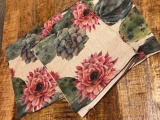 2 Fundas Cojín Lino Flores Cáctus 45x30
