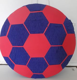 Piñata Balón Fútbol Roja y Azul