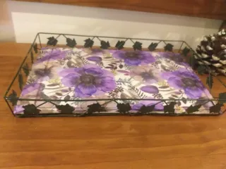 Bandeja decorativa metal restaurada