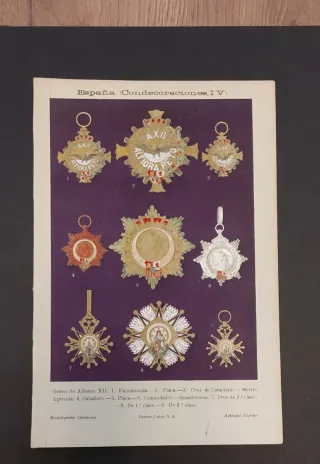 Litografia Condecoraciones Alfonso XIII
