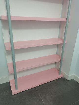 Estantería Melamina y Metal Rosa/Plata