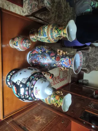 Lote 5 jarrones chinos (regalo jarrón peq fisura)