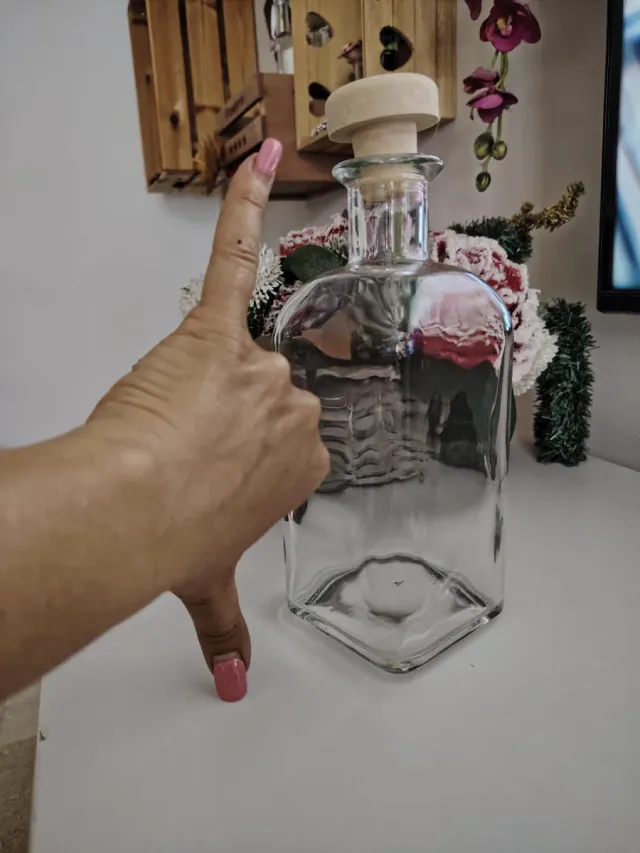 Botella de cristal 1L con tapón de madera