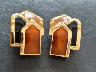 Pendientes clip vintage Lanvin dorados esmaltados