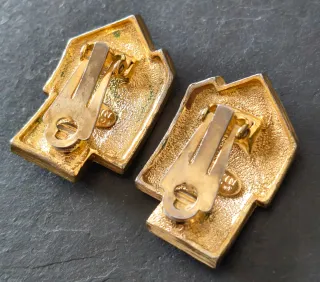 Pendientes clip vintage Lanvin dorados esmaltados
