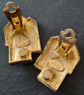 Pendientes clip vintage Lanvin dorados esmaltados