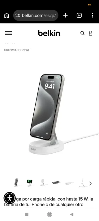 Cargador inalámbrico pro Qi2 + belkin