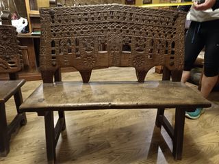 Escaño madera roble estilo castellano