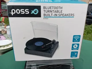 Giradischi DOOSS Bluetooth Nero/Grigio con supporto