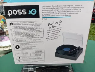 Giradischi DOOSS Bluetooth Nero/Grigio con supporto