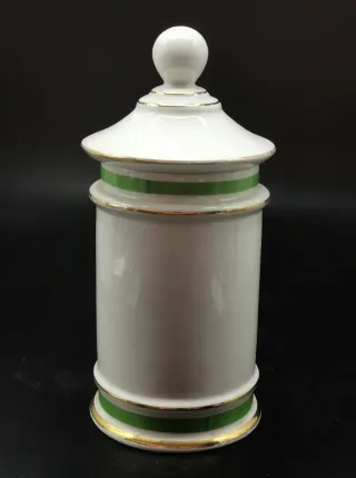 Albarero antiguo de farmacia y cerámica Nux Vómica