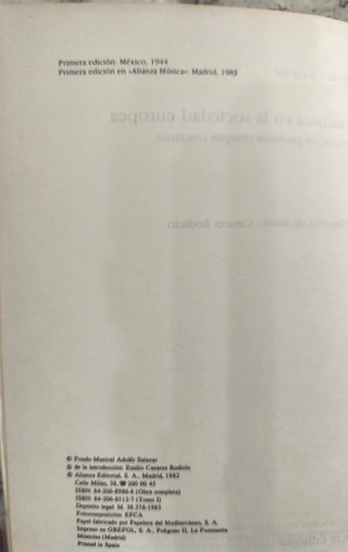 PACK 2 LIBROS: La música en la sociedad europea