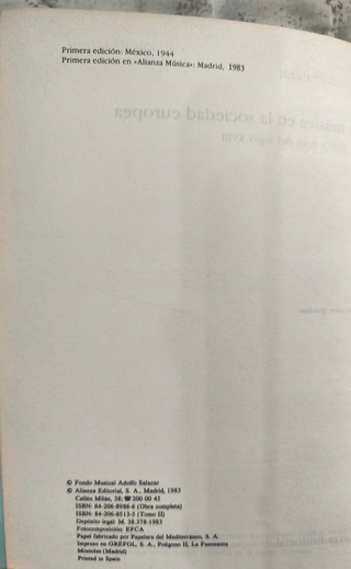 PACK 2 LIBROS: La música en la sociedad europea