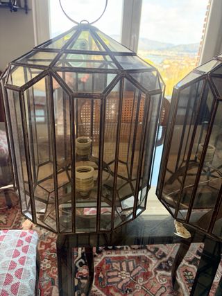 Apliques antiguos de cristal y bronce